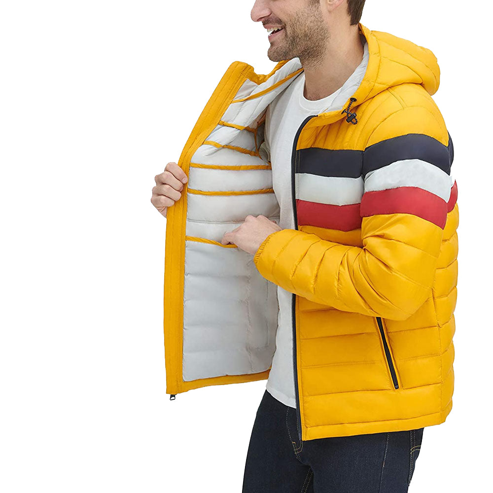 Pufferjacka med huva för män