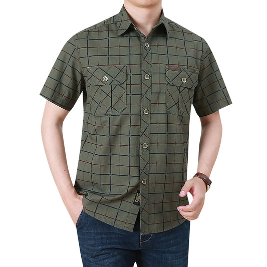 Kortärmad rutig skjorta för män