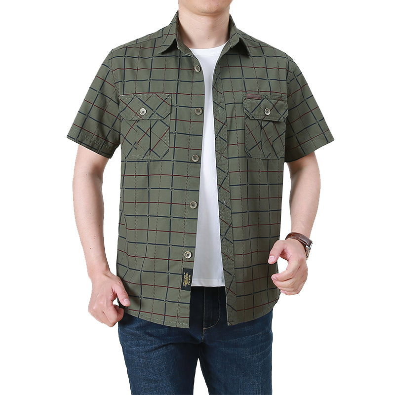 Kortärmad rutig skjorta för män
