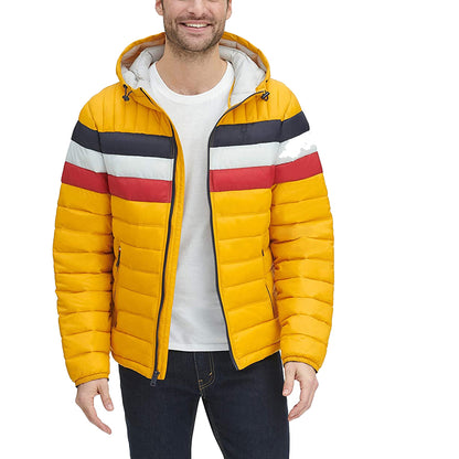 Pufferjacka med huva för män