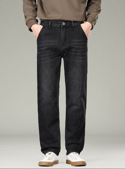 Raka denimbyxor för män